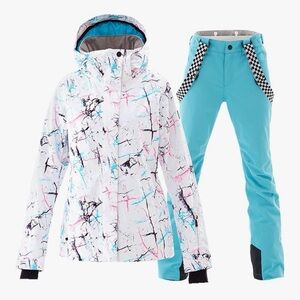 GSOU SNOW Women's Ski Jackets and Pants Set Snowboarding Snowsuit, Size M